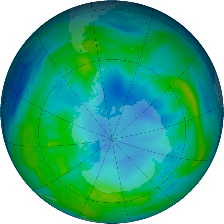 Antarctic ozone map for 18 May 1985